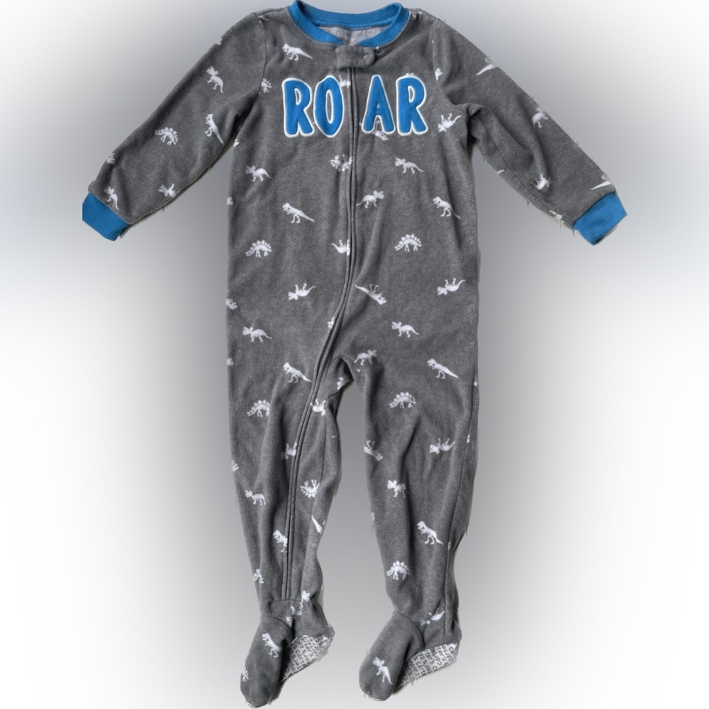 Baby Boys Dino Roar Fleece Footed Pajamas Size 3T - Picture 1 of 8